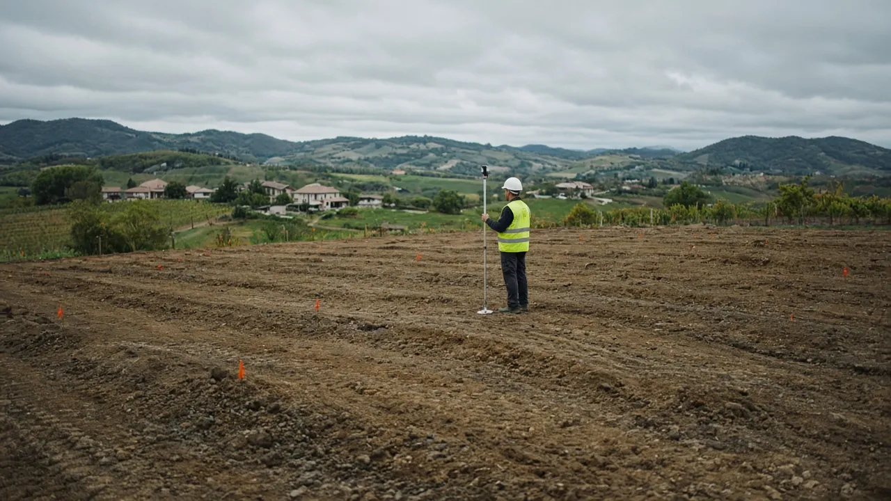 Rilievo GNSS su lotto — topografia e punti di controllo